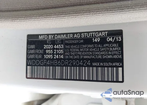 2013 Mercedes-Benz C 250 Sport from USA, damaged, VIN WDDGF4HB6DR290424